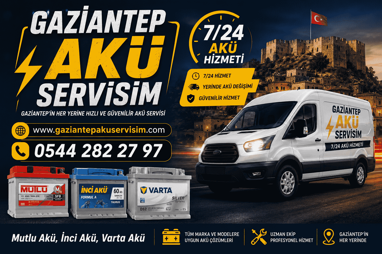 Gaziantep Akücü - 7/24 Mobil Akü Servisi
